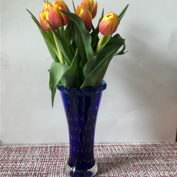 Cobalt Blue glass 9” vase is EUC. - Picture 2 of 7